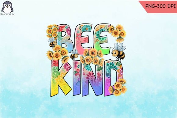 Bee Kind Quote Sunflower Sublimation PNG for Crafts and Graphics