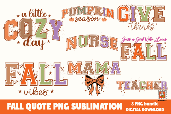 Fall Quote PNG Sublimation Bundle for Graphics and Crafts