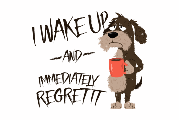 Funny Coffee Dog Graphics for Crafts and Mugs