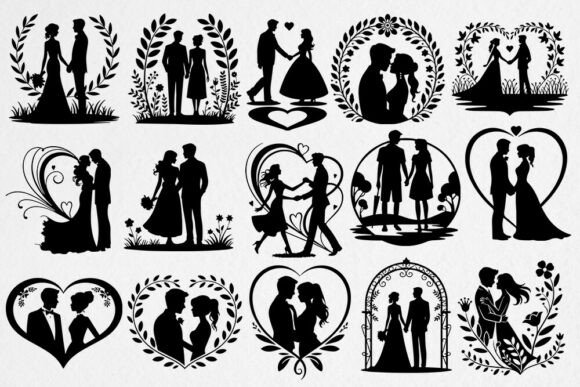 Wedding SVG Bundle - Bride and Groom Graphics for Crafts